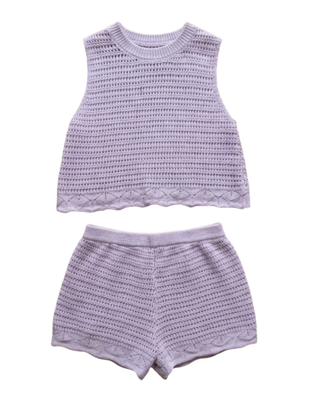 Zara Lavender Knit Crop Tank & Shorts Set